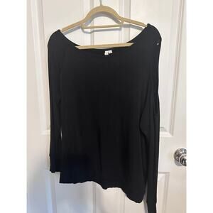 Elan L/S Black Cold Shoulder Top Large